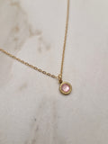 Initial Birthstone Necklace October Light Rose