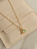 Initial Birthstone Necklace August Peridot Green