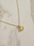 Initial Birthstone Necklace August Peridot Green