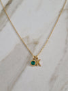 Initial Birthstone Necklace May Emerald Green